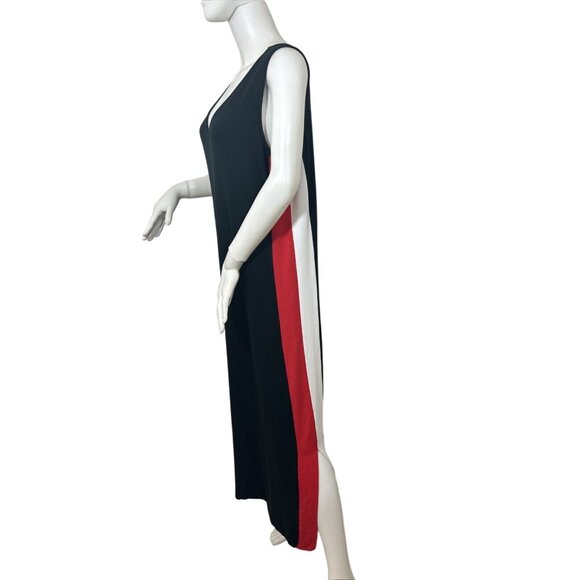 Attitudes by Renee Beach Dress XLP Black Red White Colorblock Maxi Sleeveless - Picture 1 of 8